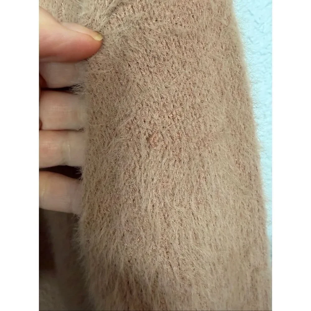 Tularosa Webster Fuzzy Foldover Neck Pullover Sweater in Camel Size M - Picture 8 of 12